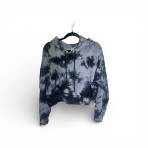 90 Degree By Reflex Tie-Dye Cropped Crew Hoodie , Blue, Size L